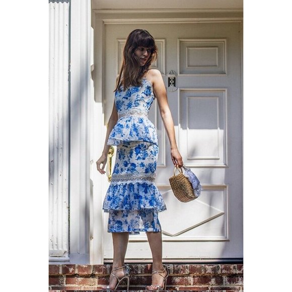 V. CHAPMAN The Daffodil Dress in French Floral Blue - Picture 4 of 16